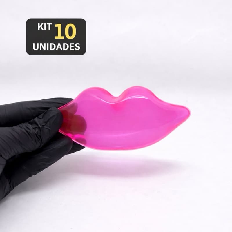 Kit com 10 Gelos Formato Boca Rosa Bolsa Gel Sachet Reutilizável Estética 10 Unidades 11,00 x 4,50 cm
