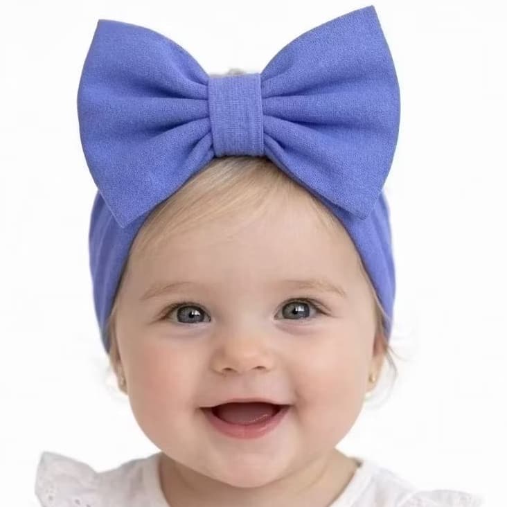 Faixinha Turbante Bebê Lilás com Laço em Pé - Viscolycra Macia Não Aperta - RN a 2 Anos Baby & Kids Luxo