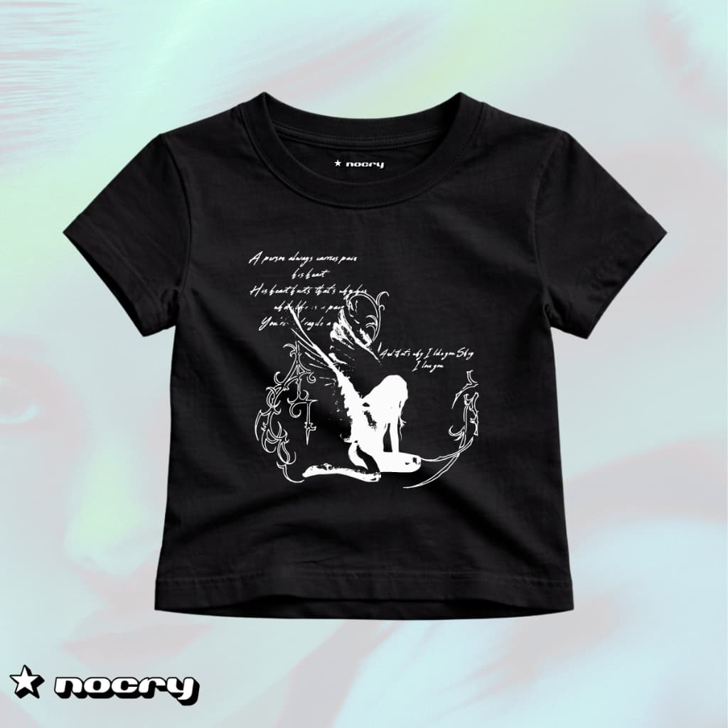 Baby Tee Feminina Fada Y2K  - 00s Goth Look Algodão