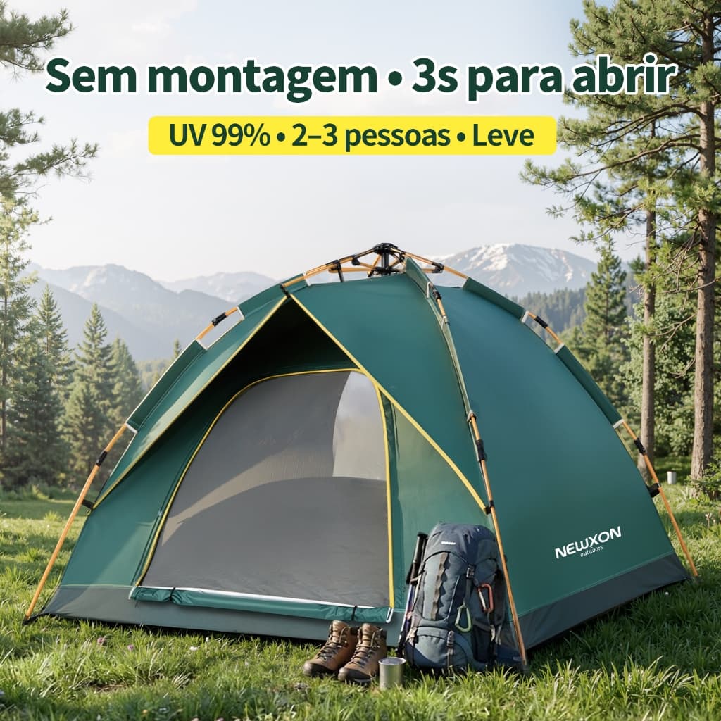 NEWXON Barraca de Acampamento a Prova d'água,Barraca Camping Automático 2-4 Pessoas,3 cores