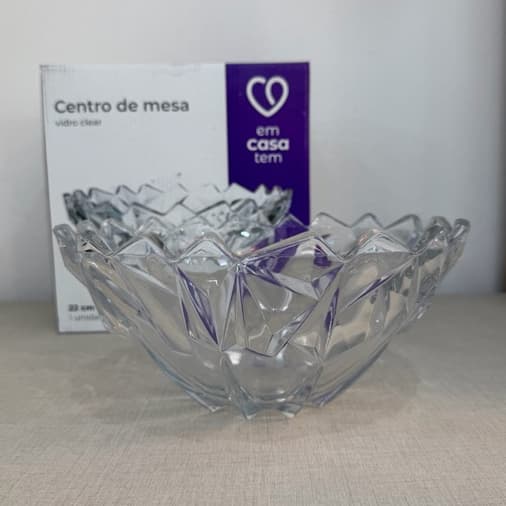 Fruteira de Vidro Rocks - Centro de mesa de vidro redondo com detalhes