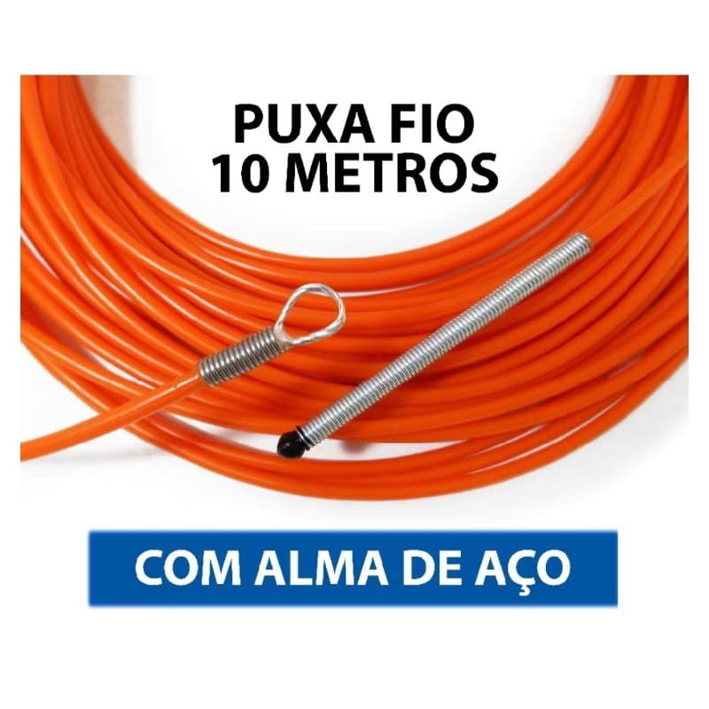 Passa Fio 10M Ferramenta Puxa Fio Guia Sonda Reforçado Passador Cabo Eletricista Art Varal Alma Aço Nylon