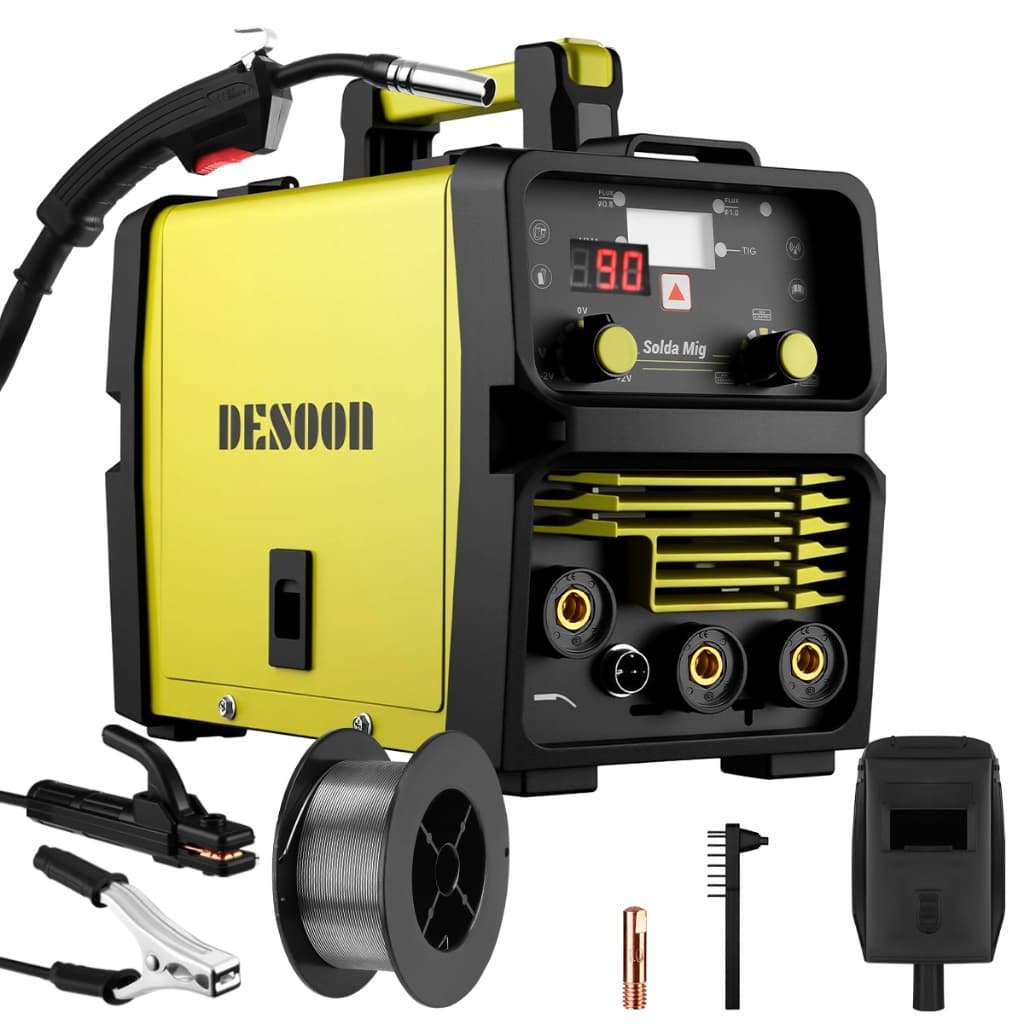 Máquina De Solda Inversora 120a 3Em1 Mig Sem Gás Mma Tig Lift Com Mascara De Protecāo E Arame Desoon