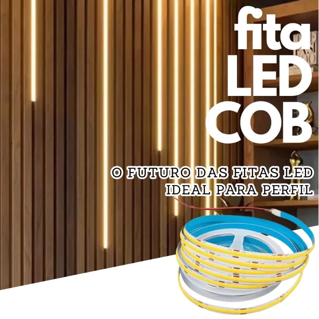 Fita Led Cob 3000k 4000K 6000K 5mts 8mm 12v Ip20 Para Perfil