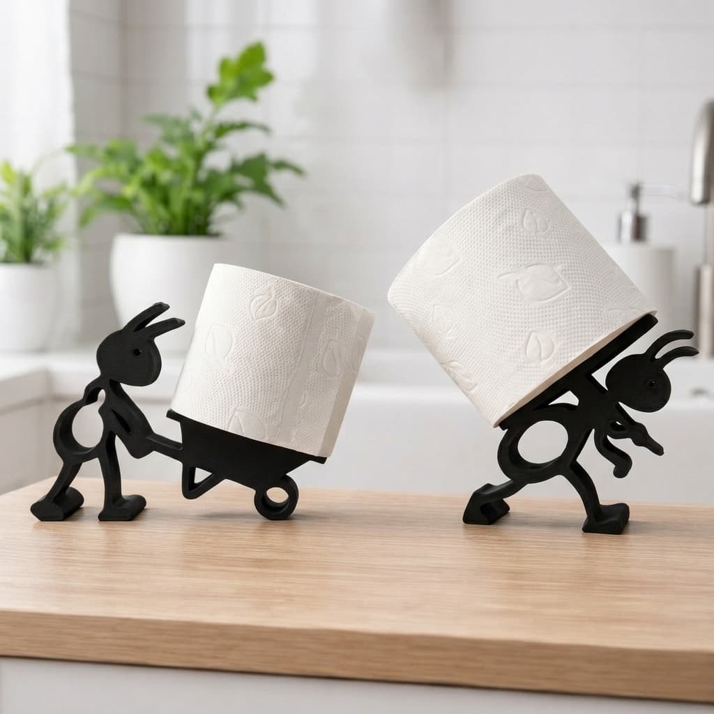 Suporte Porta Papel Higiênico Formiga Decorativo Preto para Banheiro