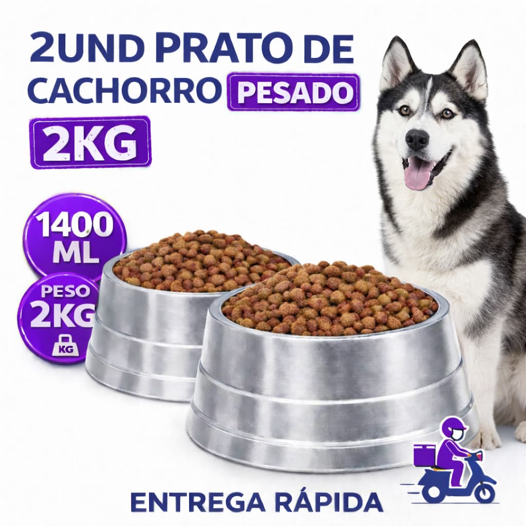 Prato de cachorro PESADO 2 Unidades de Aluminio