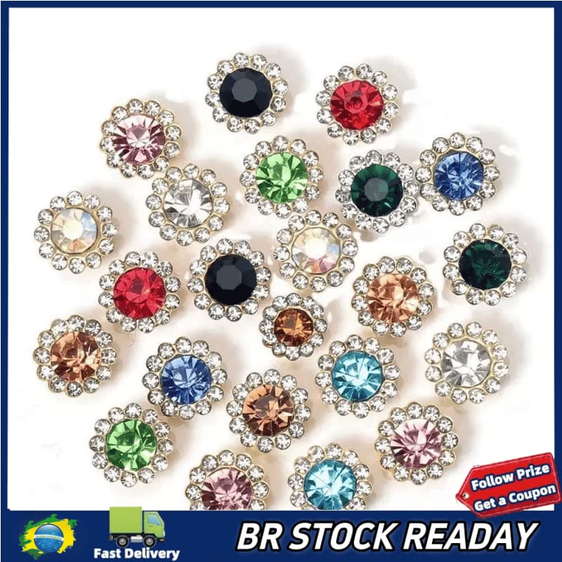 ✅[BR Seller] 12mm Chaton Flor Strass 12mm Metal - Kit 40g Aproximadamente 100 Unidades. Artesanato