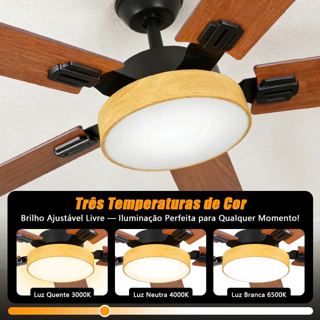 Ventilador De Teto 42polegadas Com Luz Led E Controle Remoto