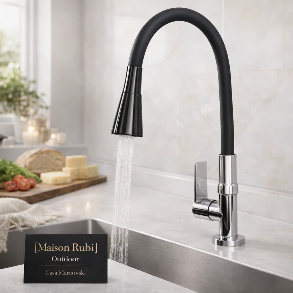Torneira Flexível Silicone Alta Pressão Ducha Cozinha Pura Água Preta Moderna