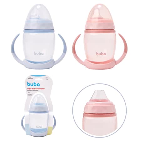 Buba Copo Infantil de Silicone, 250ml, com Alça Removível, Tampa Protetora, Livre de BPA