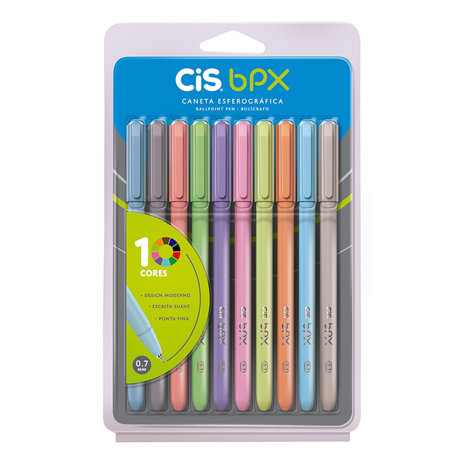 Caneta Esferográfica BPX c/ 10 Cores CIS