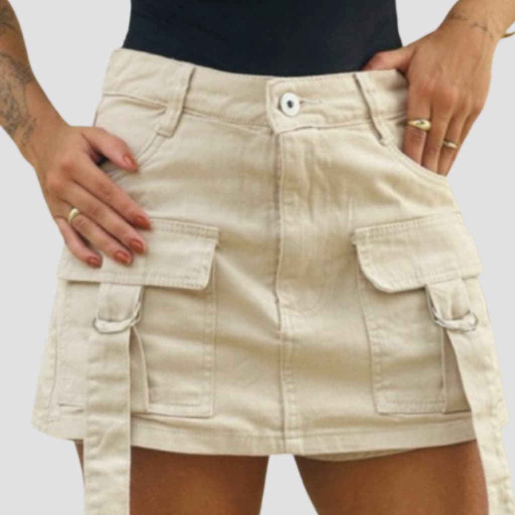 Short Saia Cargo Feminina Premium – Algodão Encorpado, Bolsos Funcionais e Caimento Perfeito