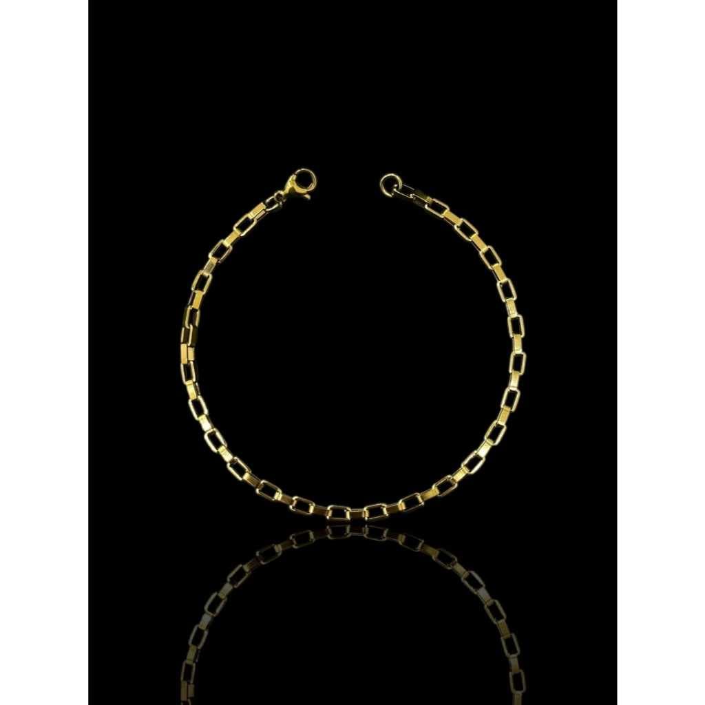 Pulseira Masculina Grumet tijolo Aço Inox ouro 18k não Escurece