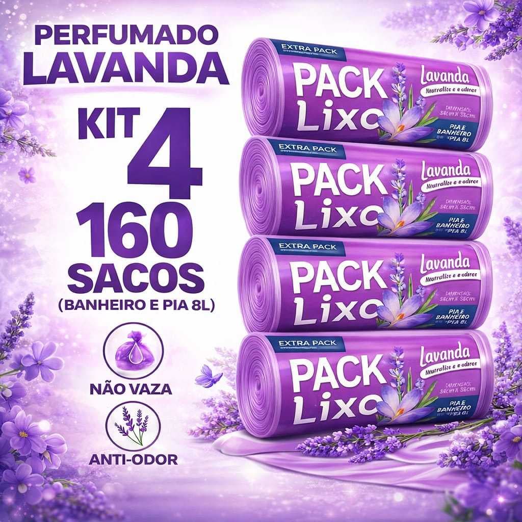 Saco De Lixo Para Pia e Banheiro Perfumado Cheiro De Lavanda Anti Inseto Super Resistente 8 Litros