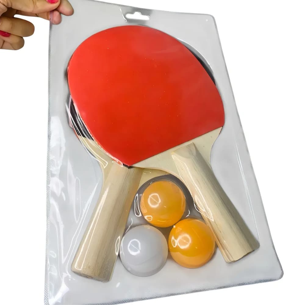 Kit Tênis Mesa 2 Raquetes 3 Bolinhas Kit Ping Pong Jogo Recreativo