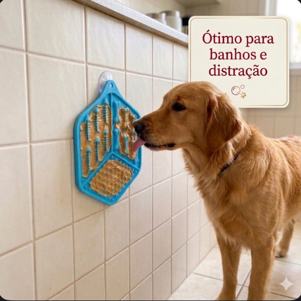 Tapete Comedouro Educativo De Lamber Para Cães Gatos Com Ventosa Pet