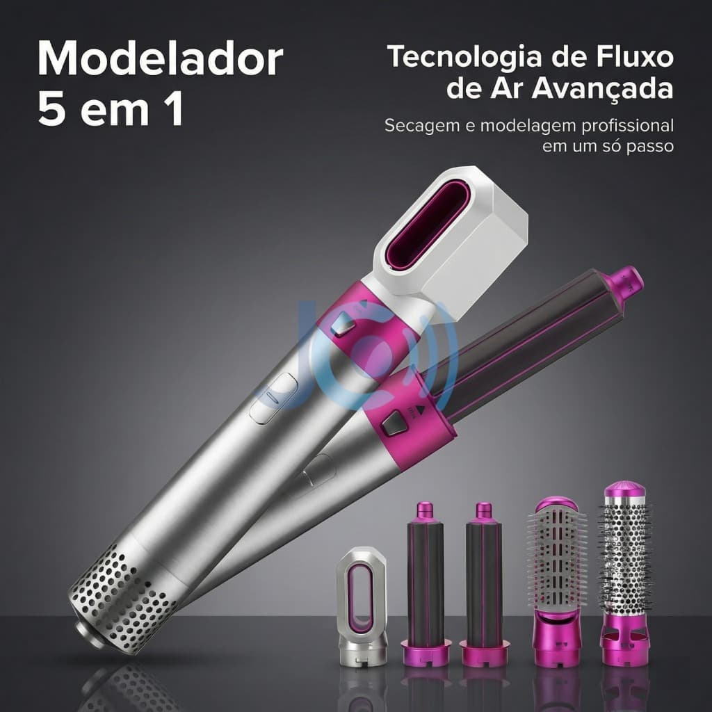 Escova Secadora Airwrap 5 em 1 Profissional  Alta Potência Modelador Alisador Cachos Secador de Cabelo PRONTA ENTREGA