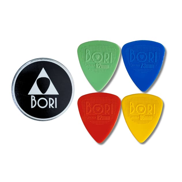 Kit 4 Palhetas BORI PICKER Nylon Sortidas Grip Cavaco Violão + Porta Palhetas