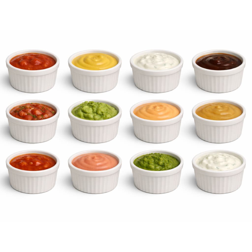 Kit 12 Ramekin Plástico 60Ml Canelado Plástico Molho Molheira Petisqueira Pote Hotel Pousada