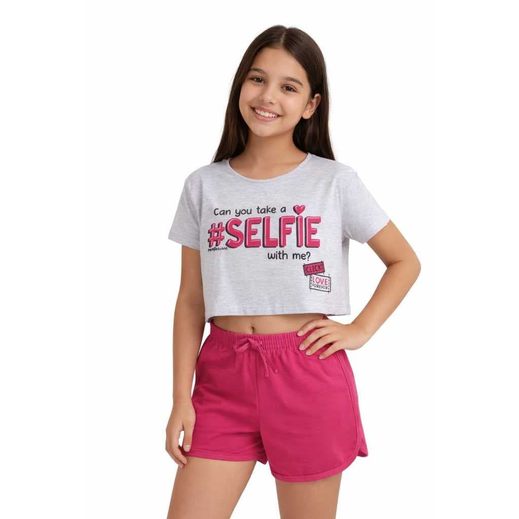 1, 2 ou 3 Conjunto Cropped E Short Moletinho Tam 12 / 14 / 16 Juvenil