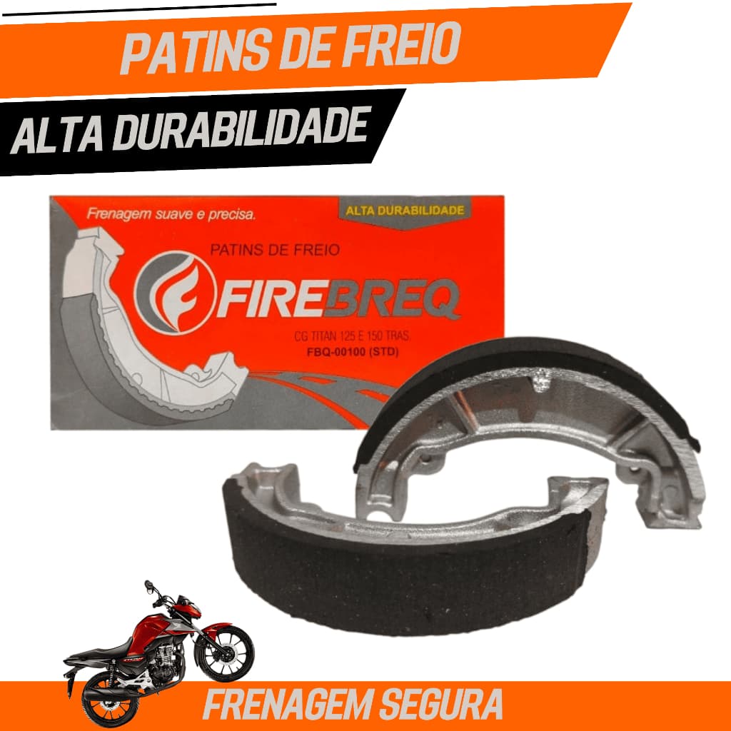Patins Lona de Freio Traseiro e Dianteiro Moto Titan Fan 125 150 160 Firebreq Alta Durabilidade