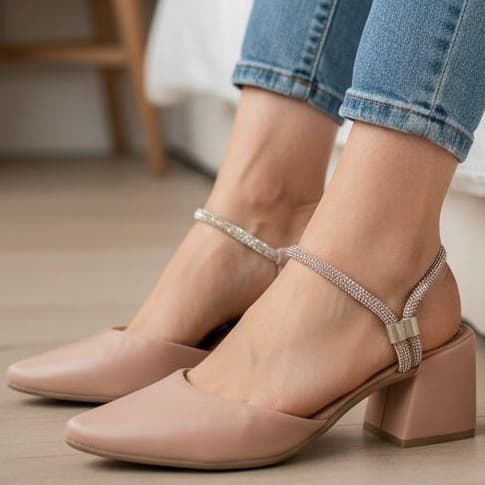 Scarpin Salto Fino Salto Bloco Médio Slingback Confortável Elegante Social Luxo Tendência 2026