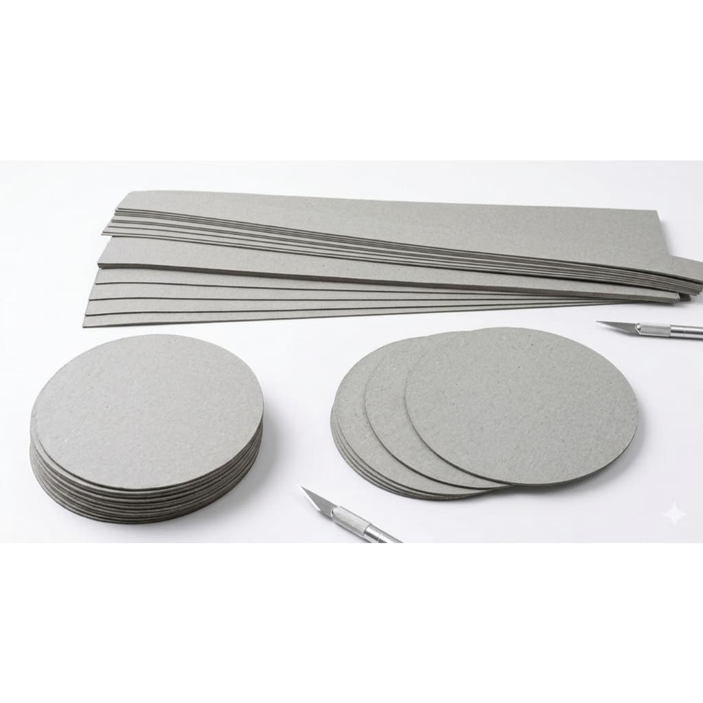 10 RECORTES 20x13cm em PAPELÃO CINZA CAIXA BOX REDONDA