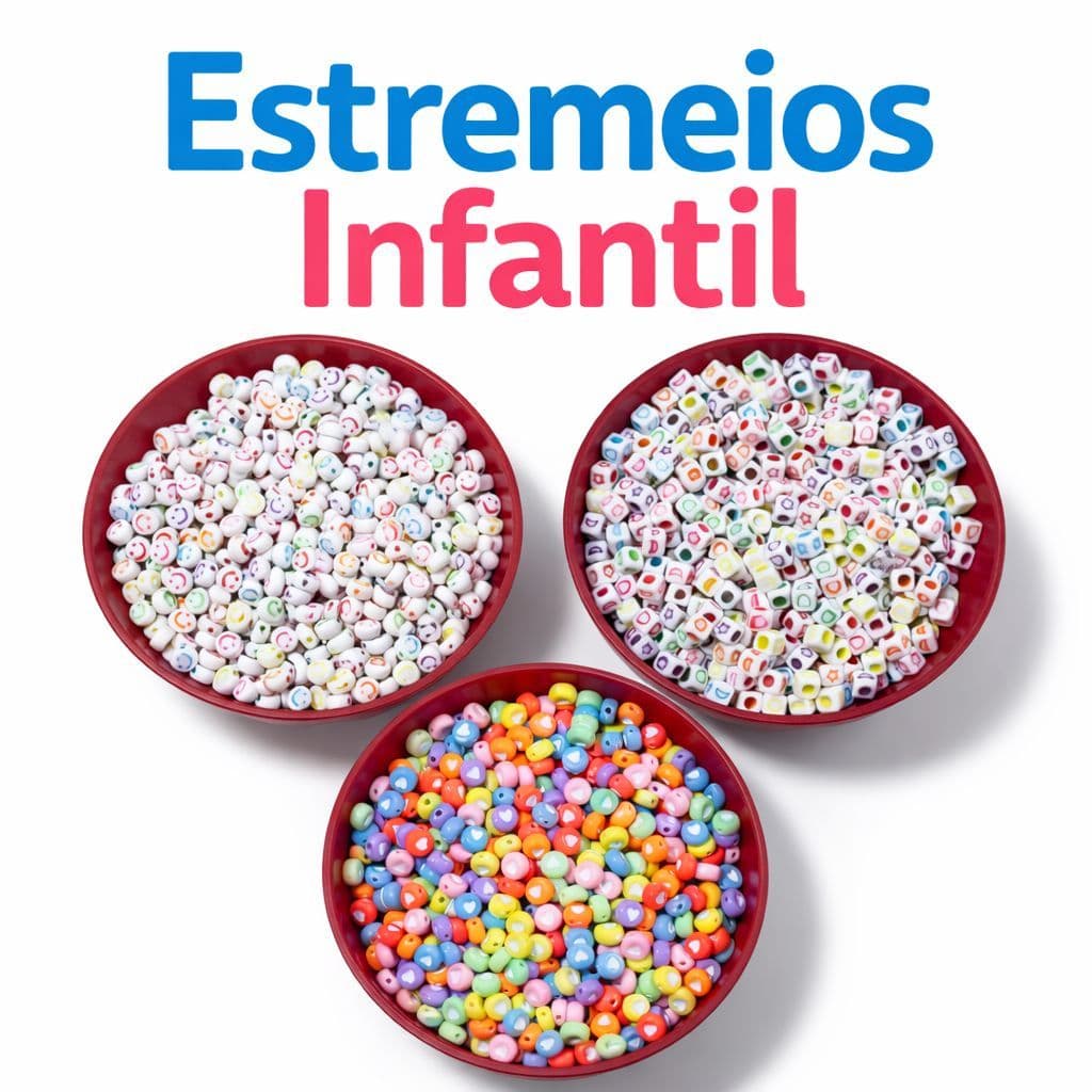 Miçanga Estremeios Redonda E Quadrada Colorido Pulseira Infantil Bijuterias
