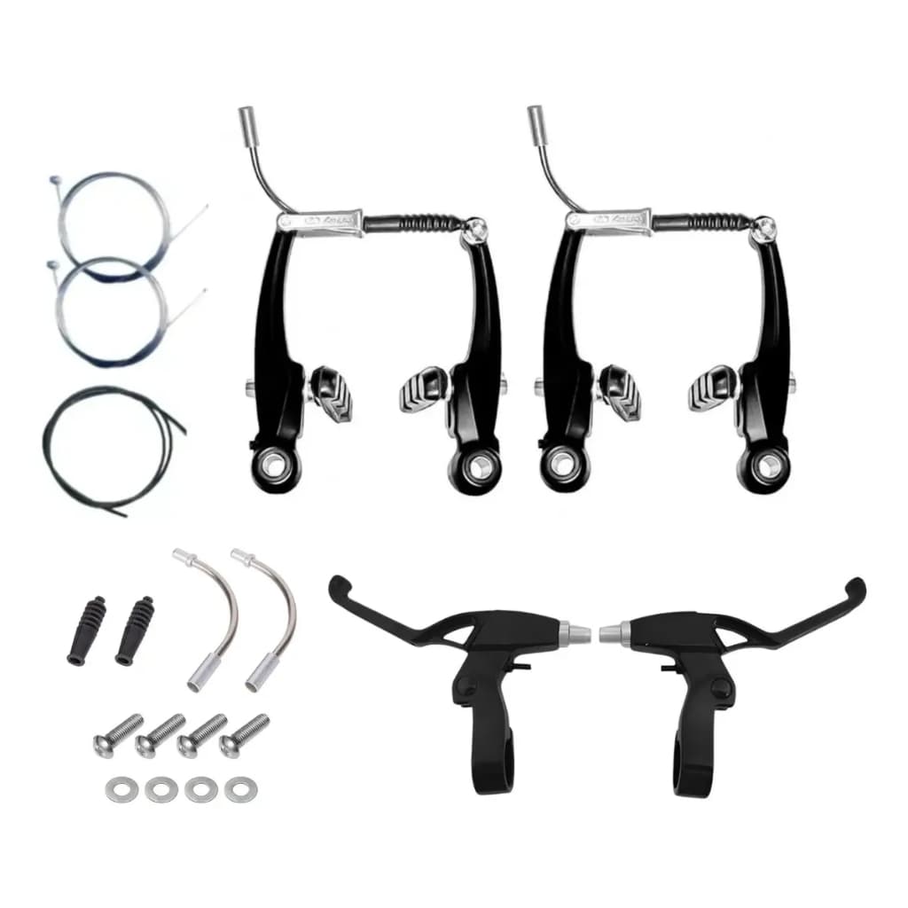 Kit Par De Freio V-Brake De Aluminio Logan Com Manetes Completo Para Bicicleta