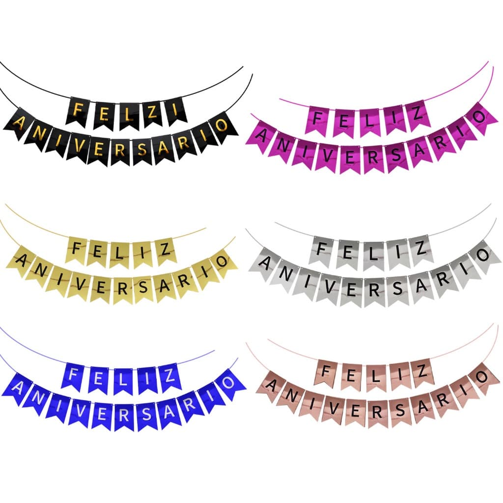 Bandeirinhas Feliz Aniversário - Bandeirolas para Decoração de Festa - Ideal para Aniversários e Comemorações