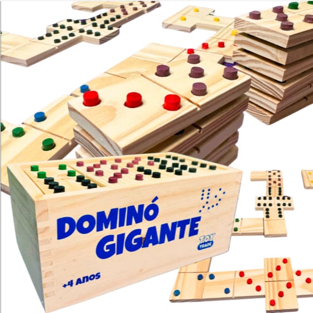 Dominó Gigante 28 Peças em Madeira– Jogo Educativo Estimula Raciocínio, Concentração e Coordenação
