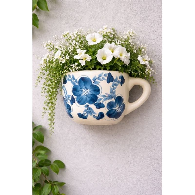 Floreira de Parede em Cerâmica Esmaltada Pintada à Mão – Decoração Elegante e Exclusiva