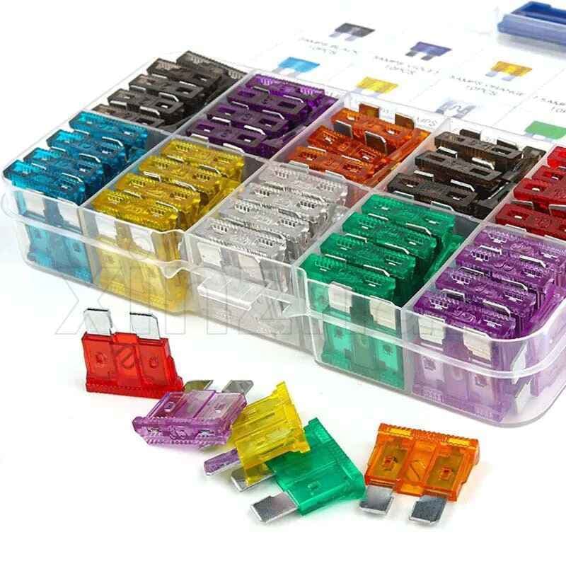 Kit Fusivel Carros 100 Pecas 2A A 35A Para Manutencao Automotiva Auto Eletrica Oficina Mecânica