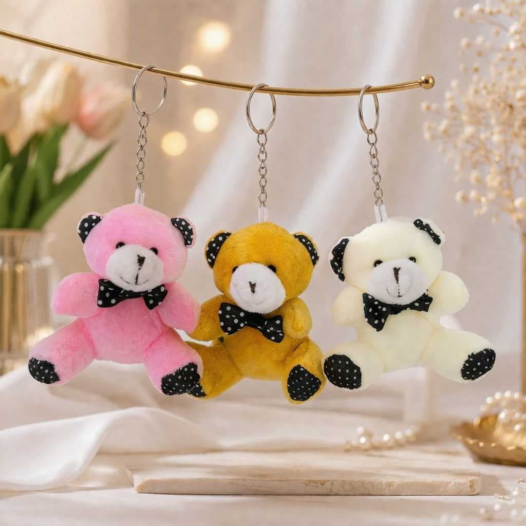 Kit 12 Chaveiros com Pingente Ursinho Urso de Pelúcia