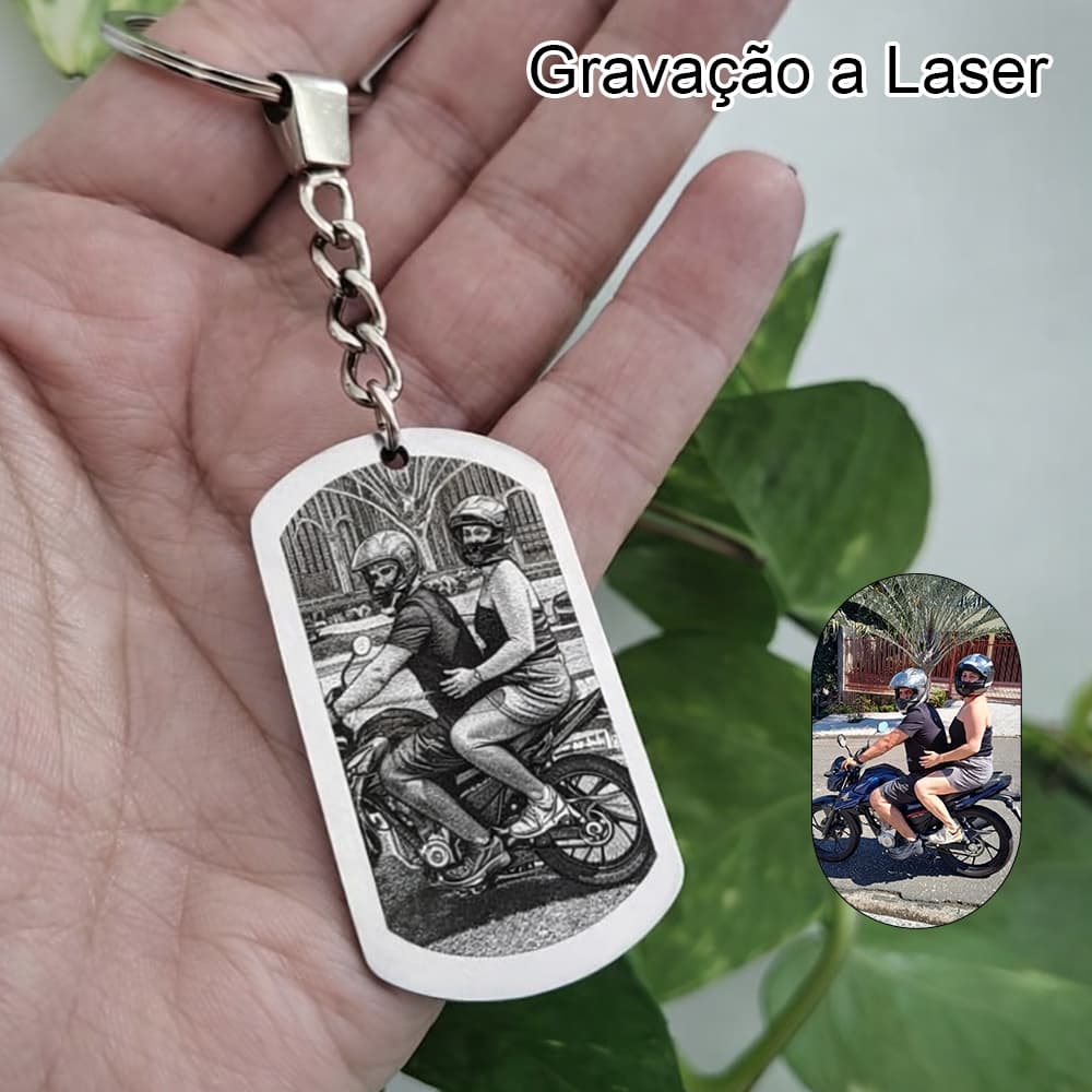 Chaveiro Inox com Foto Gravada - Presente - Casal - Namorados - Dirija com Cuidado