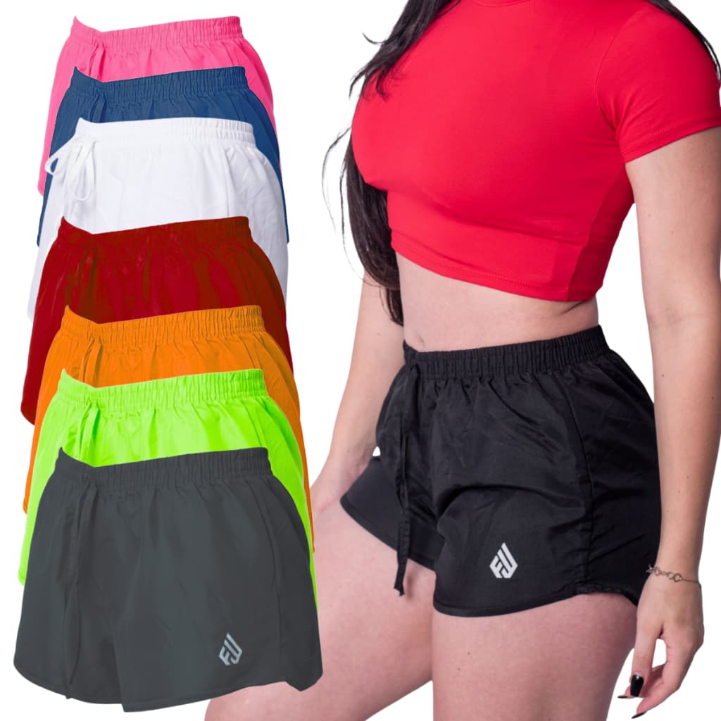 Kit 2 Shortinho Feminino Tactel Academia Moda Praia Plus Size G1 G2 G3