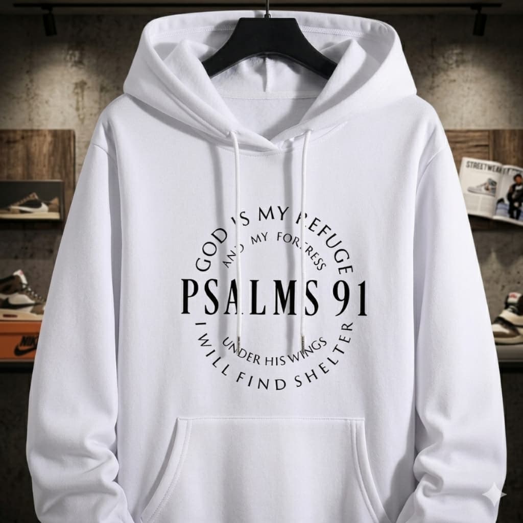moletom masculino feminino canguru blusa de frio casaco peluciado blusão inverno branco estampa cristã