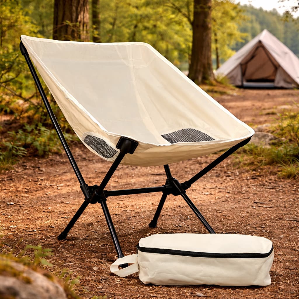 Cadeira Camping Dobrável Portátil Resistente Leve Suporte Até 100kg Com Bolsa - Branca