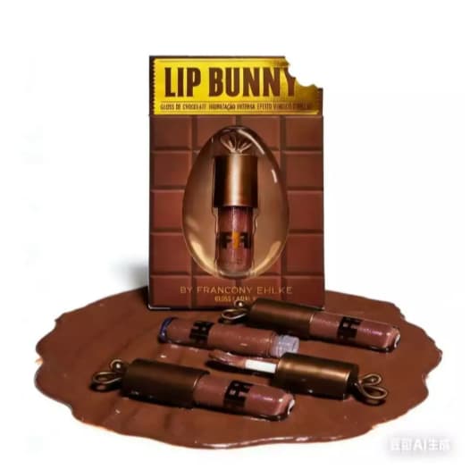 Gloss labial hidratante e protetor de chocolate com chaveiro.
