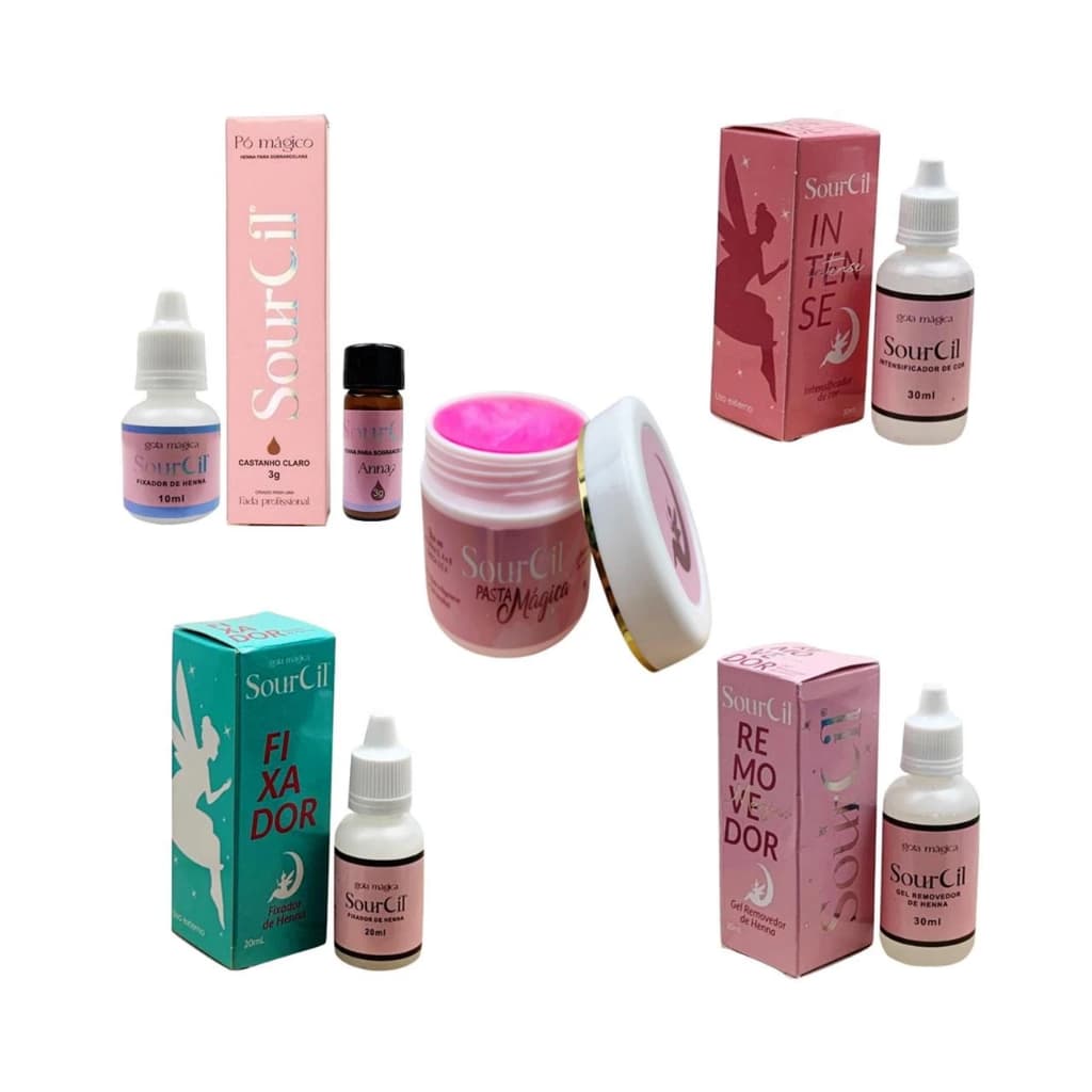 Kit Sobrancelha Sourcil Completo Henna Removedor de Henna Pasta Modeladora Intensificador Fixador