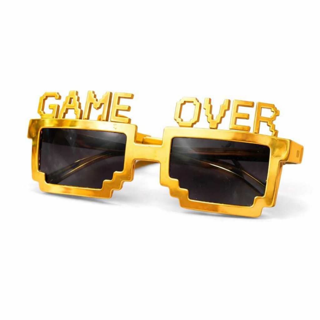 Óculos Game Over, Óculos de Cosplay Gamer, Óculos Geek Game Show, Óculos Dourado