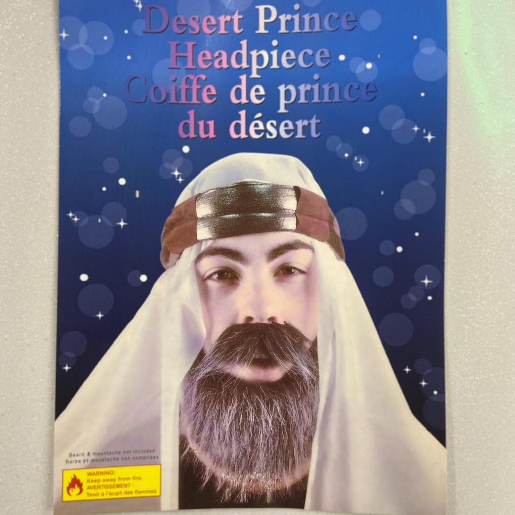 Turbante Sheik Branco dourado e vermelho  Fantasia Carnaval