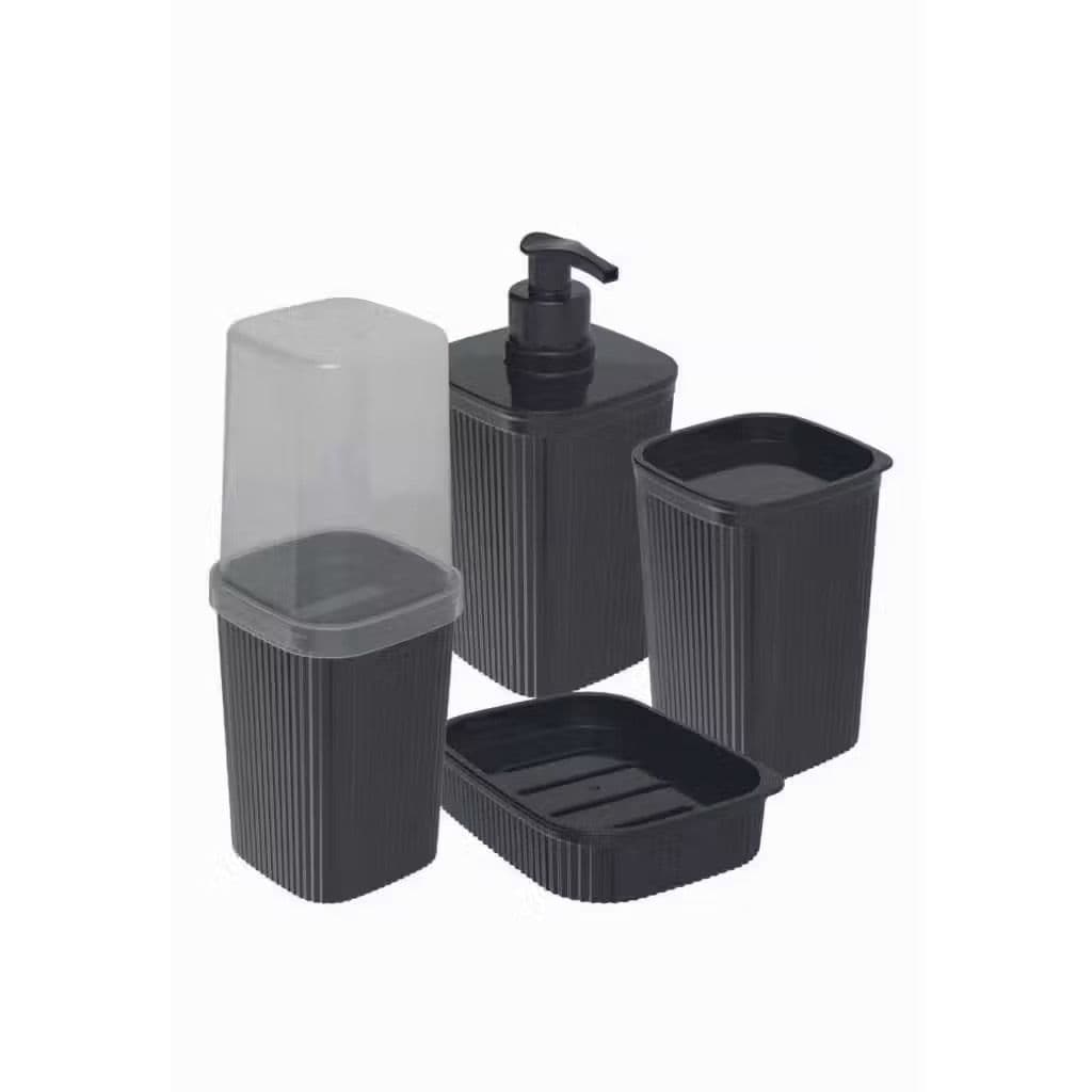 Porta Escova de Dente Plástico Preto 380ml