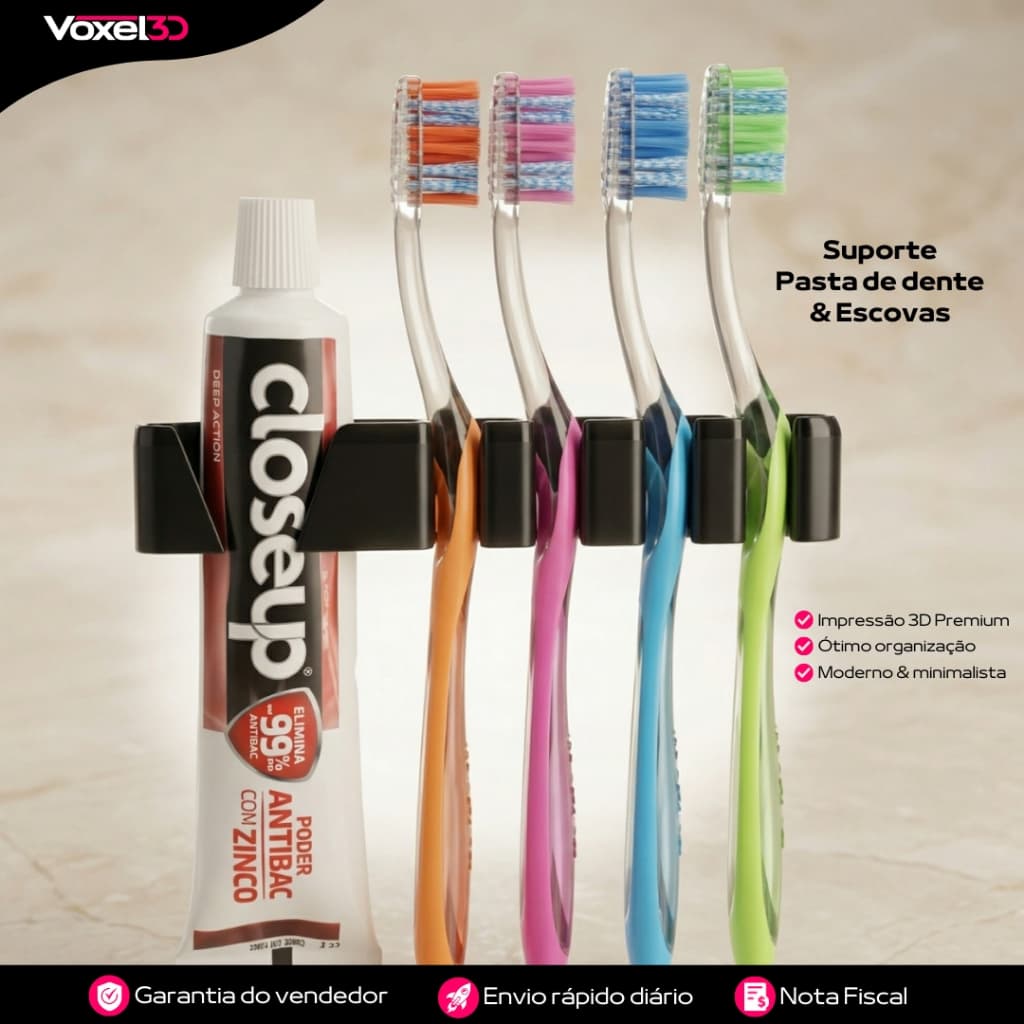 Suporte de Escova de Dente e Pasta Organizador Parede Banheiro Porta Escova Familiar Qualidade Premium Envio Rápido