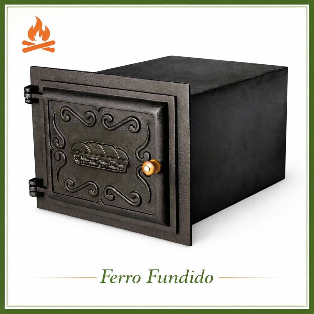 Forno Pequeno Fogão A Lenha 44x39x47 Porta Alumínio Caixote Aço