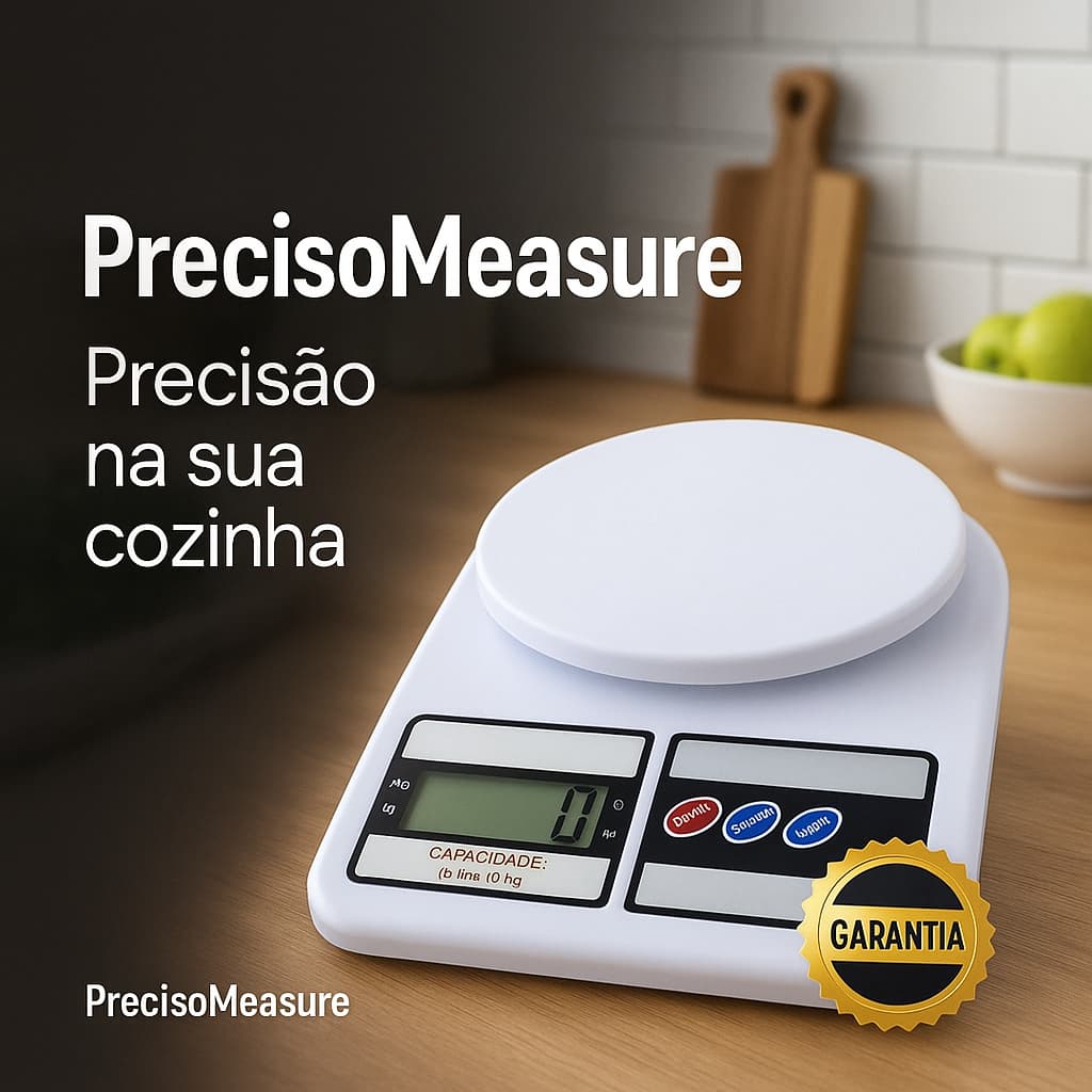 PrecisoMeasure — A balança digital que transforma sua cozinha em um espaço de precisão.