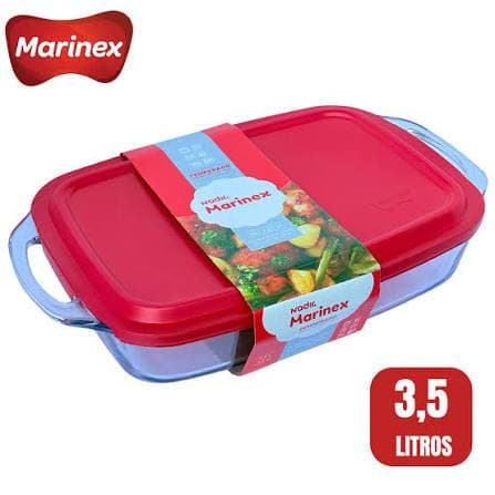Marinex  Assadeira 3,5L Nadir Vidro Refratário com Tampa Resistente Forno e Micro-ondas