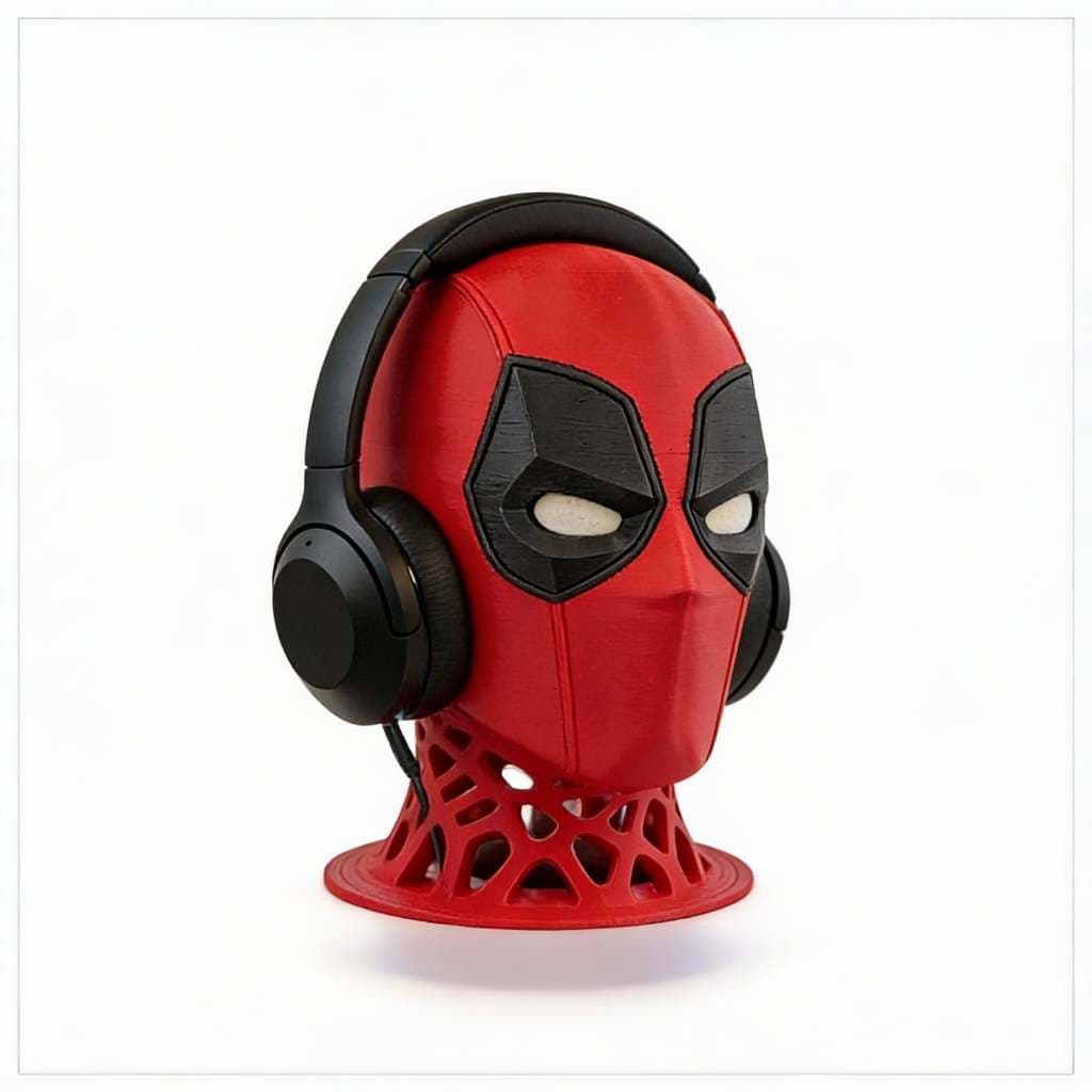 Suporte de Headset inspirado no Deadpool Vermelho e Preto para Setup Gamer