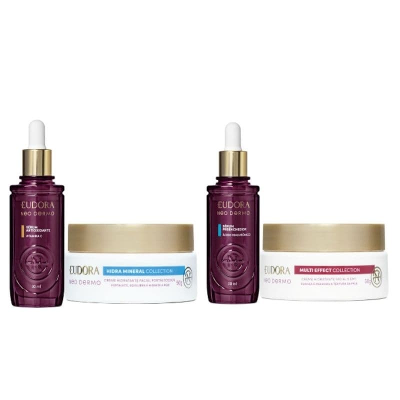 Eudora Neo Dermo: Sérum Uniformizador, Sérum Bioestimulador de Colágeno,Creme de Contorno facial, Facial uniformizador