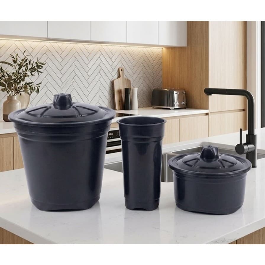 Kit Pia Plástico Preto Liso